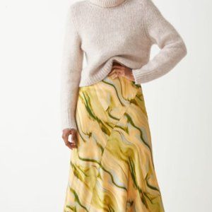 & Other Stories Print Asymmetric Seam Midi Skirt